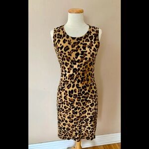 Calvin Klein Leopard Spot Sleeveless Acrylic Knit Dress